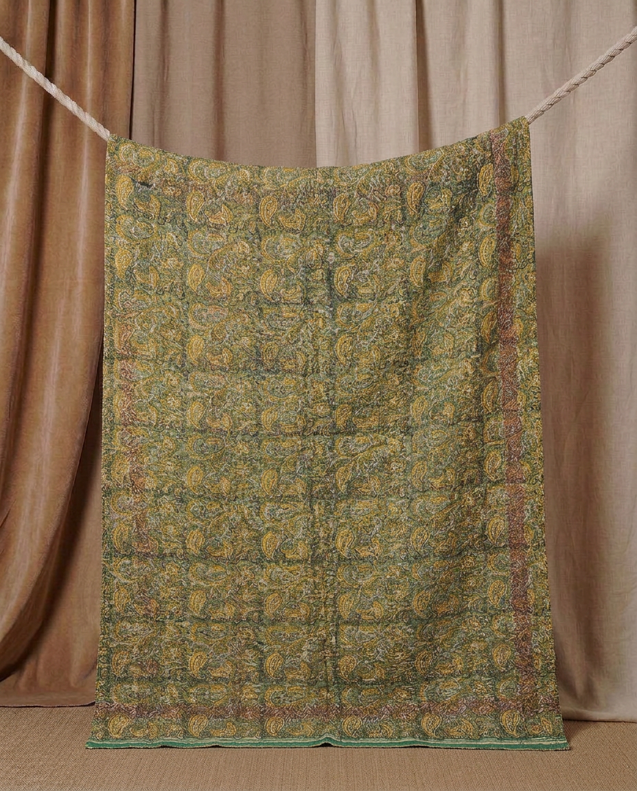 Pièce artisanale Kantha Paille